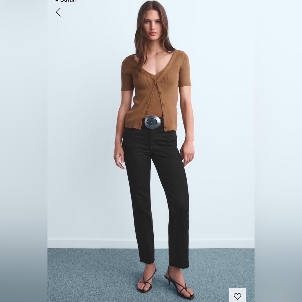 Mango Sienna Black Cropped Jeans